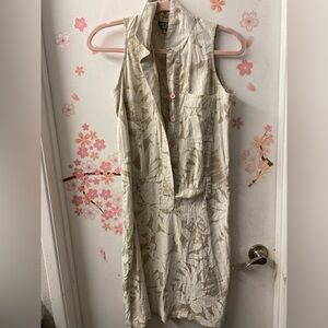 All that Jazz Beige Leaf Print Midi Dress